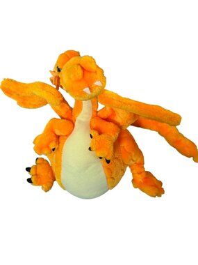 Stuffed Orange Dragon Plush Toy With Long Tail - Soft & Huggable For Kids & Coll